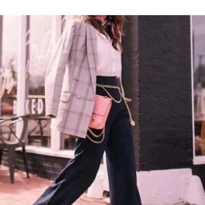 CAbi Sleuth Blazer Double Breasted Women 8 Tailored Plaid Notch Collar 90's